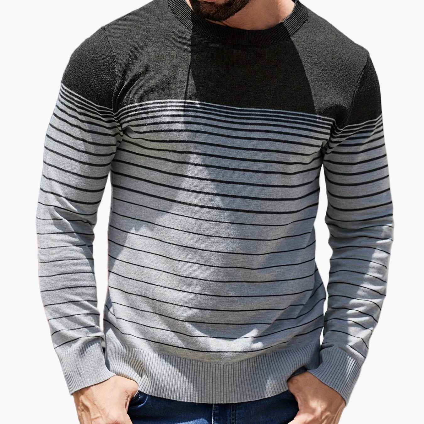 Herren Pullover Casual Streifenmuster Langarm – Stilvoll für Alltag und Freizeit - Image 13