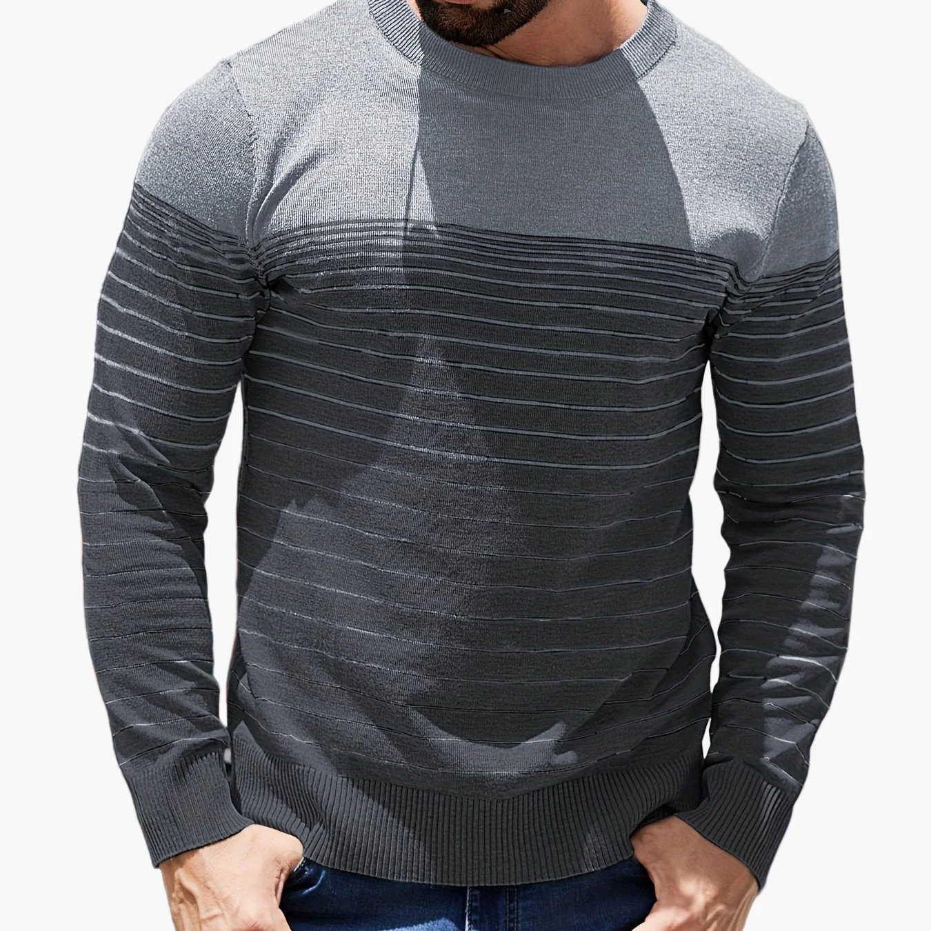 Herren Pullover Casual Streifenmuster Langarm – Stilvoll für Alltag und Freizeit - Image 14