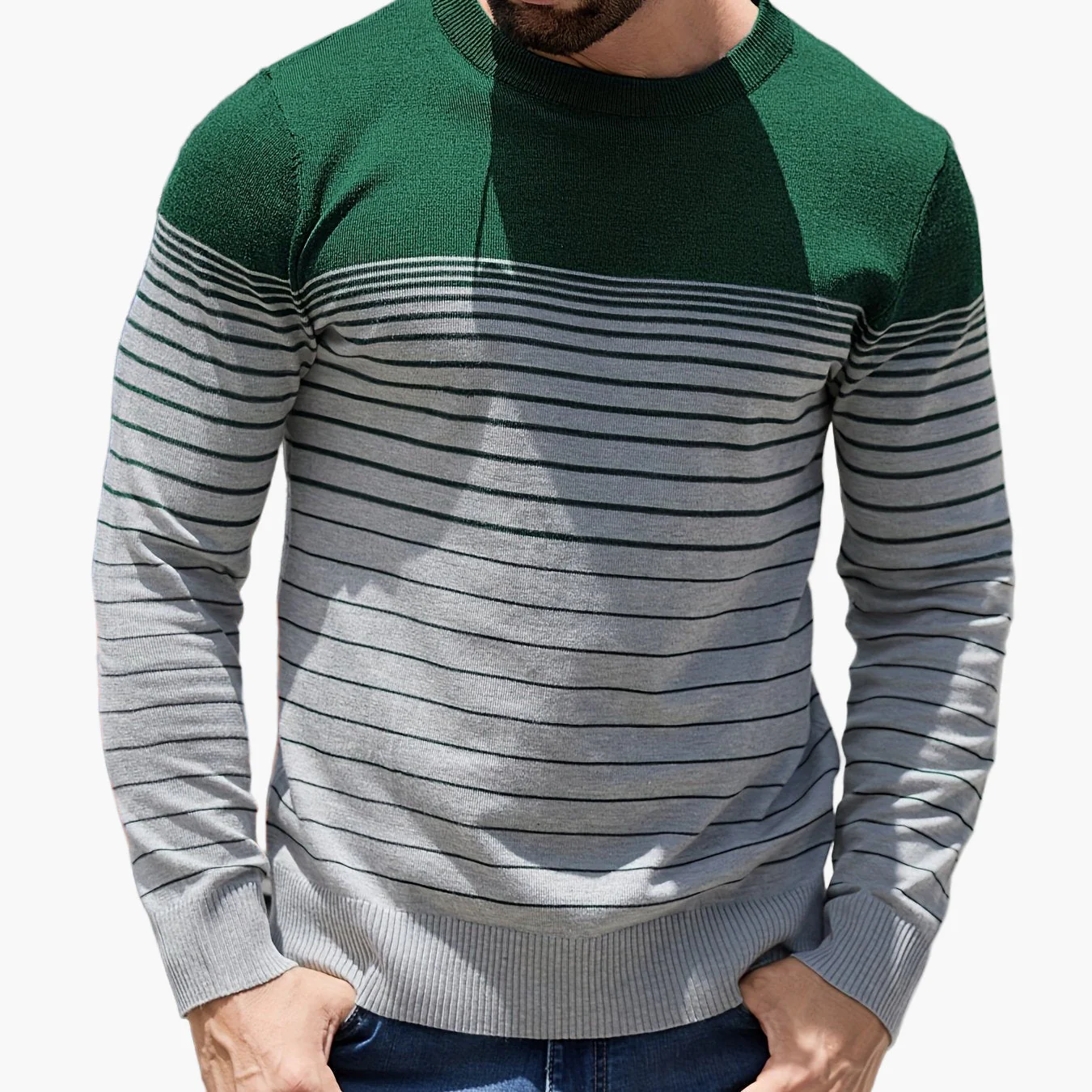 Herren Pullover Casual Streifenmuster Langarm – Stilvoll für Alltag und Freizeit - Image 15