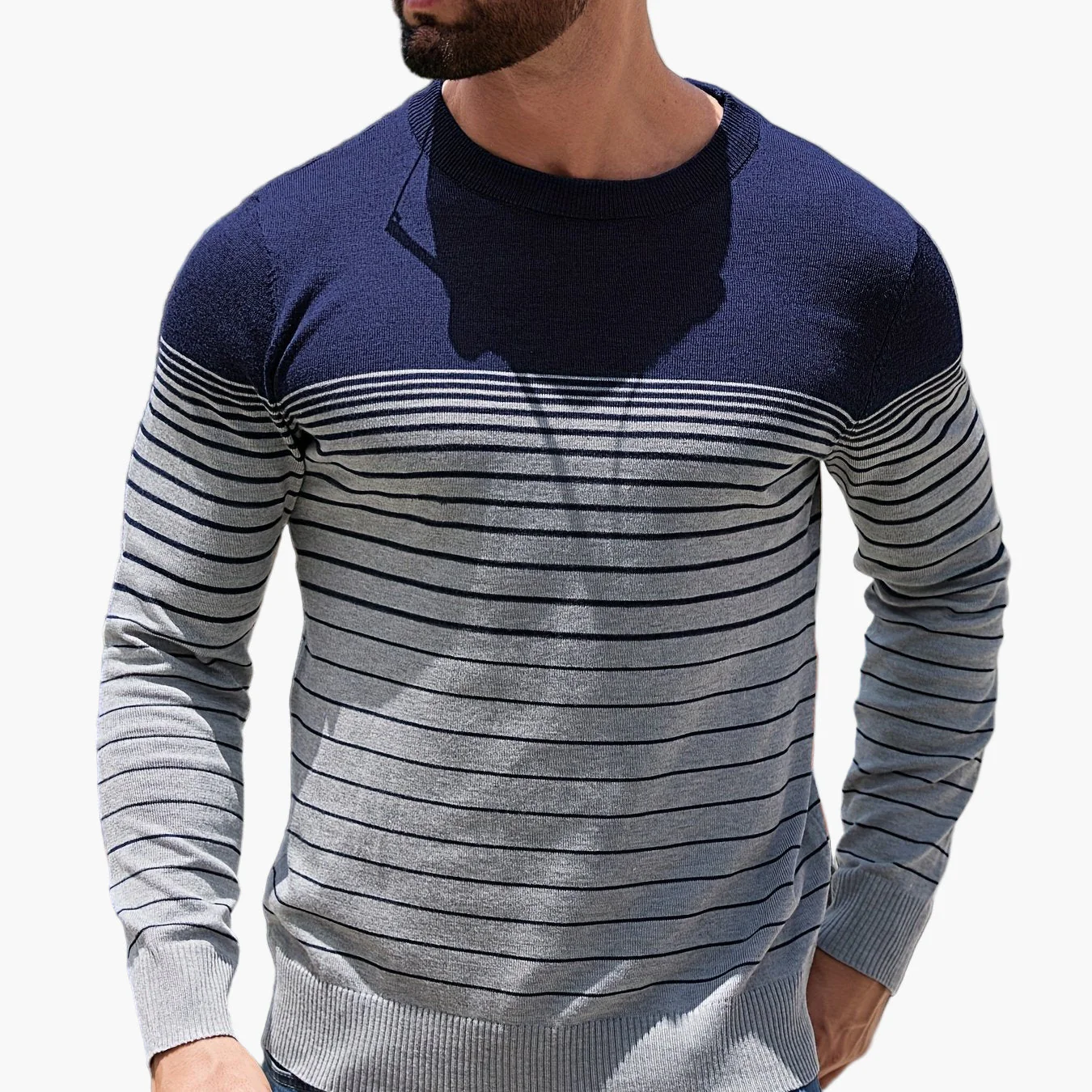 Herren Pullover Casual Streifenmuster Langarm – Stilvoll für Alltag und Freizeit - Image 16
