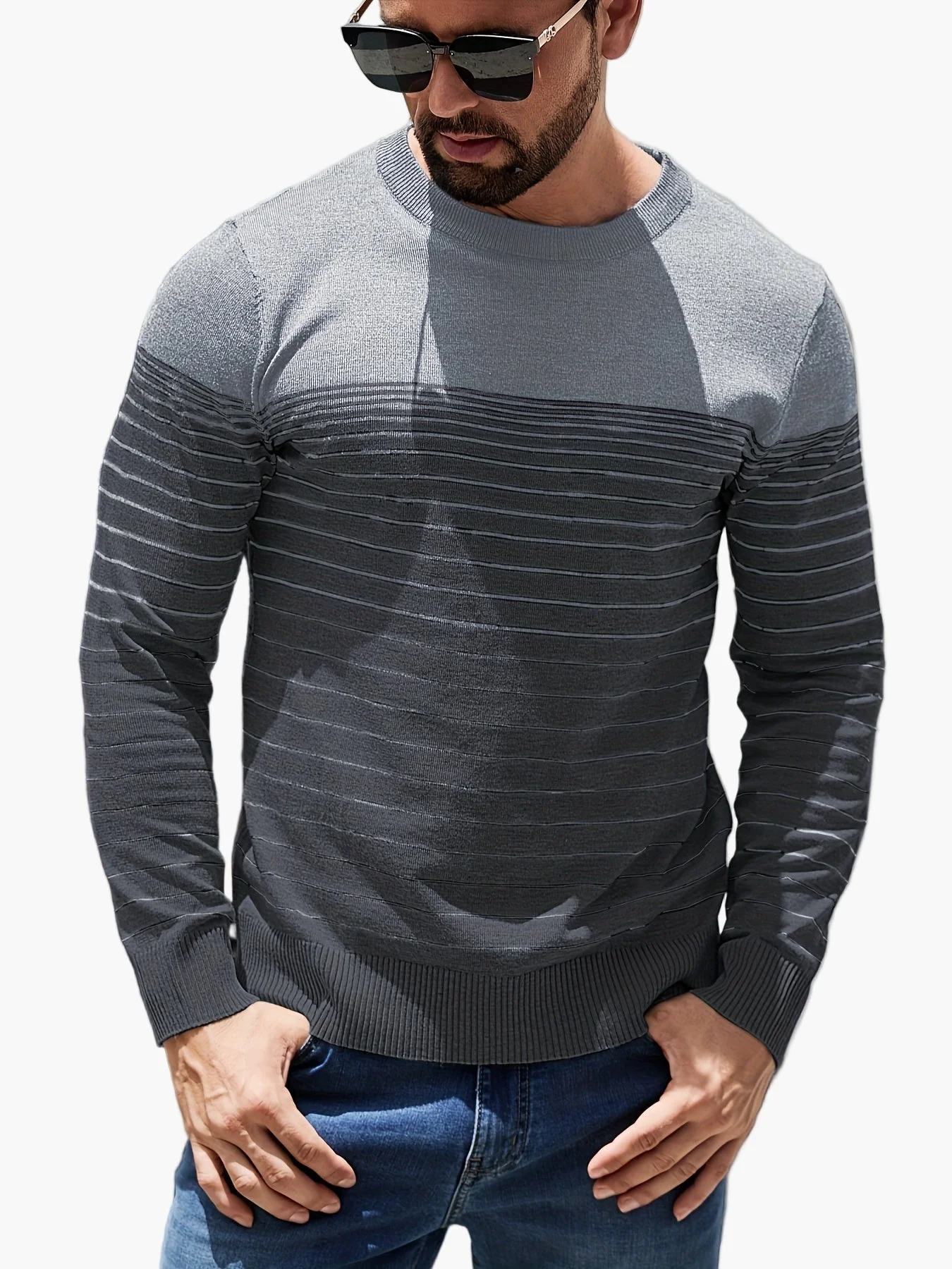 Herren Pullover Casual Streifenmuster Langarm – Stilvoll für Alltag und Freizeit - Image 3