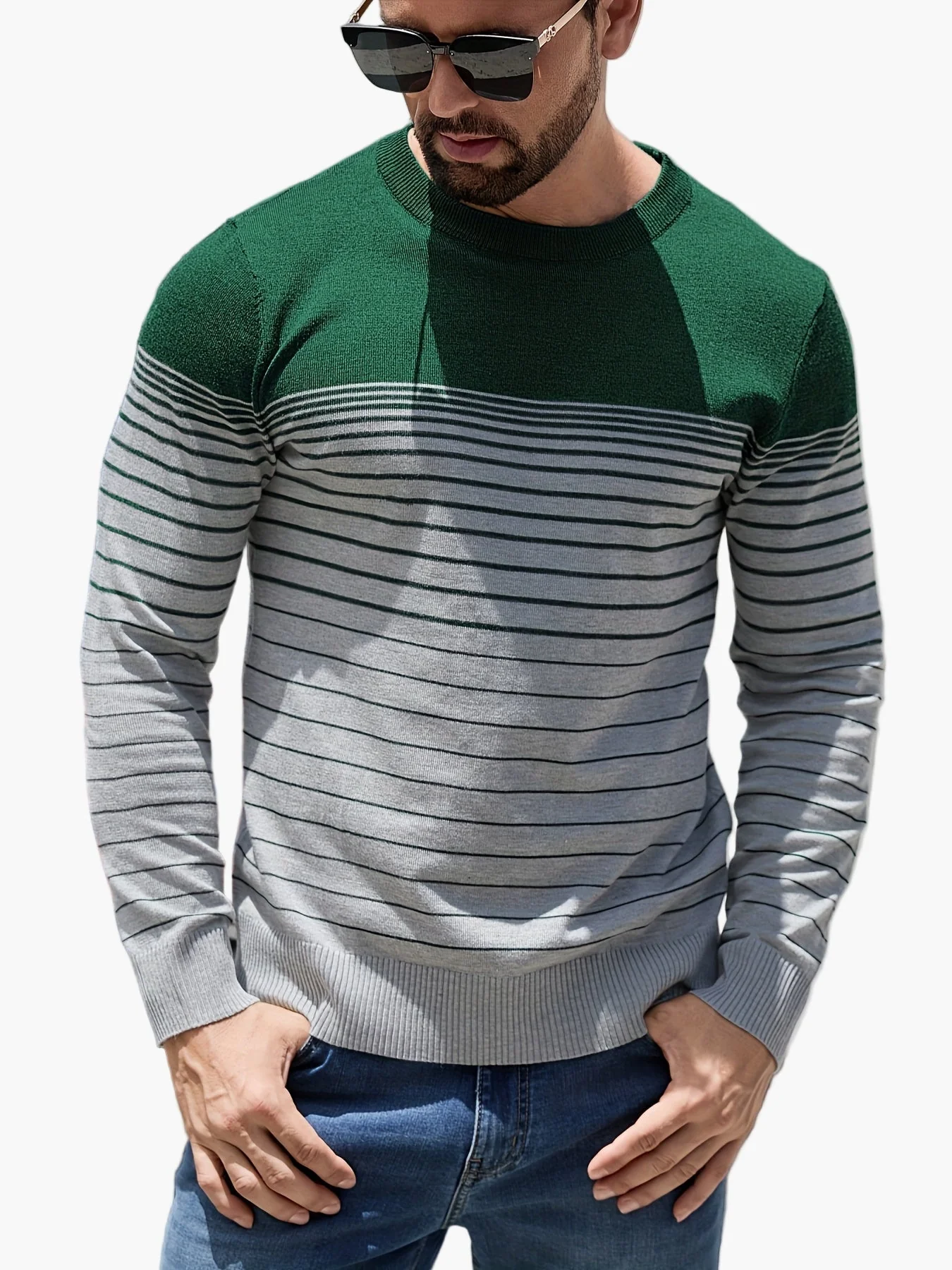 Herren Pullover Casual Streifenmuster Langarm – Stilvoll für Alltag und Freizeit - Image 4