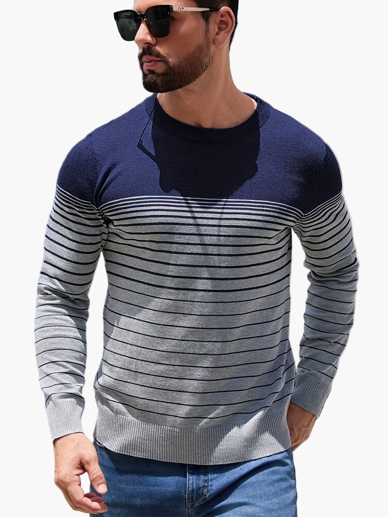 Herren Pullover Casual Streifenmuster Langarm – Stilvoll für Alltag und Freizeit - Image 6