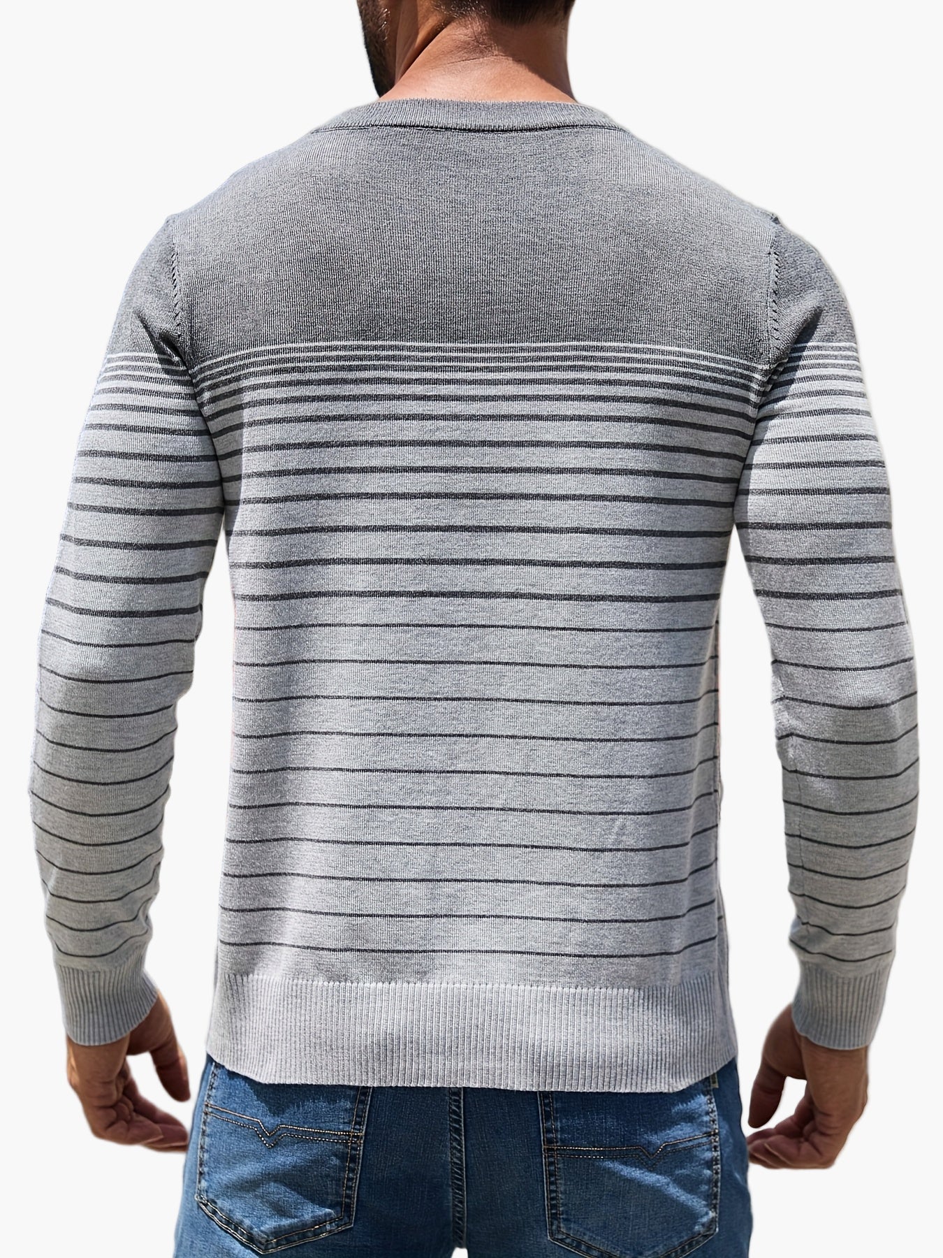 Herren Pullover Casual Streifenmuster Langarm – Stilvoll für Alltag und Freizeit - Image 7