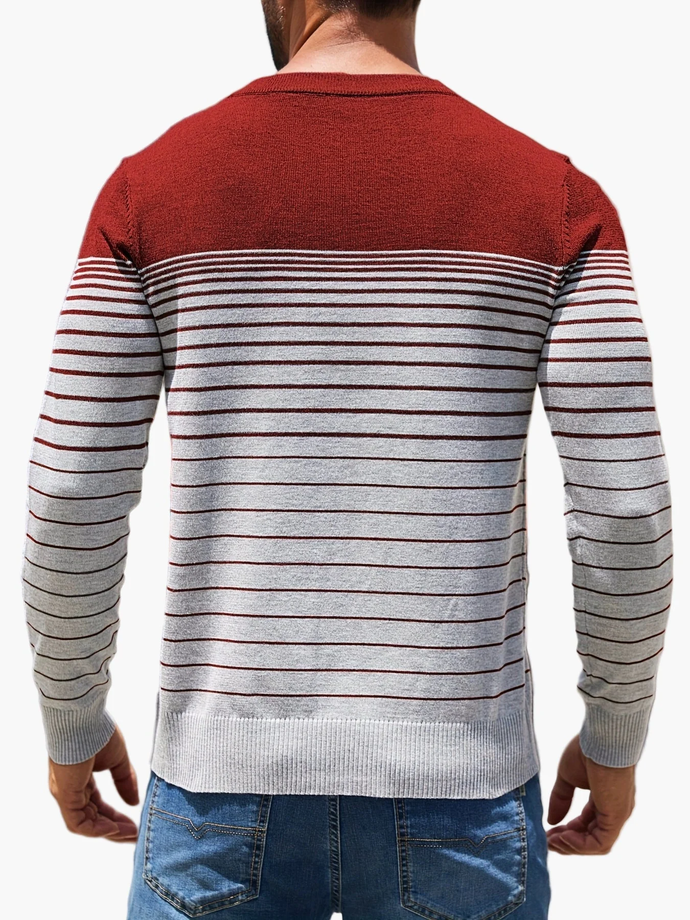 Herren Pullover Casual Streifenmuster Langarm – Stilvoll für Alltag und Freizeit - Image 8