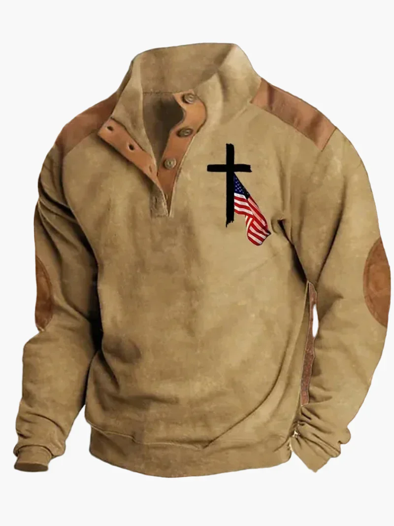 Herren Pullover im Cowboy Western Stil mit Digitaldruck und Stehkragen – Perfekt für Outdoor und Freizeit - Image 6