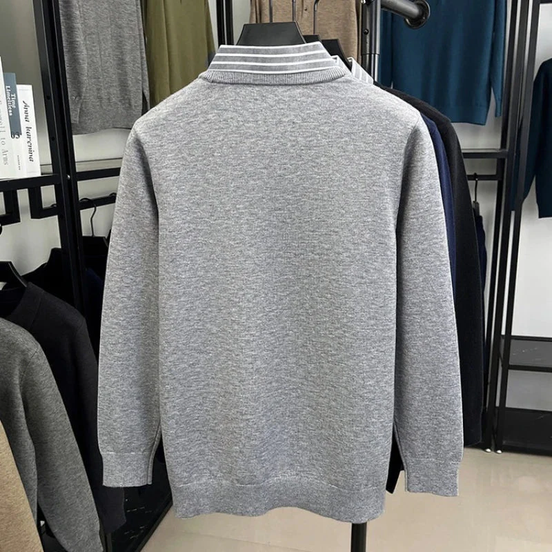 Herren Pullover mit Fake-Hemdkragen im Business-Look – Eleganter Strickpullover für Büro & Alltag - Image 5