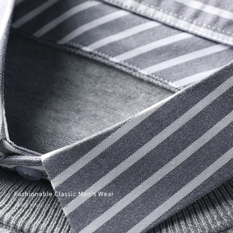 Herren Pullover mit Fake-Hemdkragen im Business-Look – Eleganter Strickpullover für Büro & Alltag - Image 6