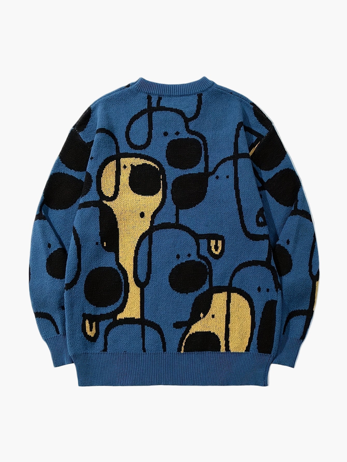 Herren Pullover mit abstraktem Hundemuster, lässiger Streetwear-Stil für Herbst und Winter - Image 2