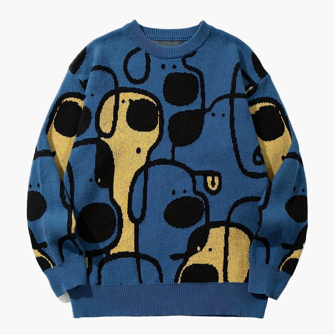 Herren Pullover mit abstraktem Hundemuster, lässiger Streetwear-Stil für Herbst und Winter - Image 6