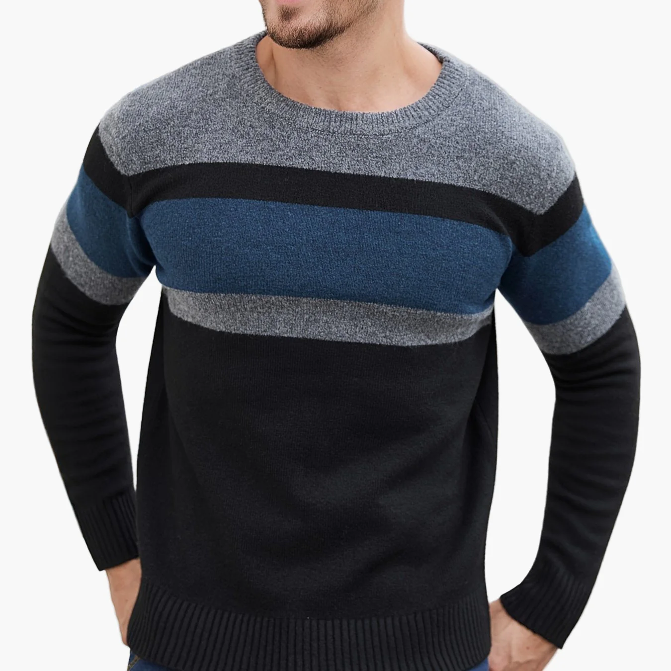Herren Pullover mit Streifenmuster – Moderner Freizeit-Look für Herbst und Winter - Image 10