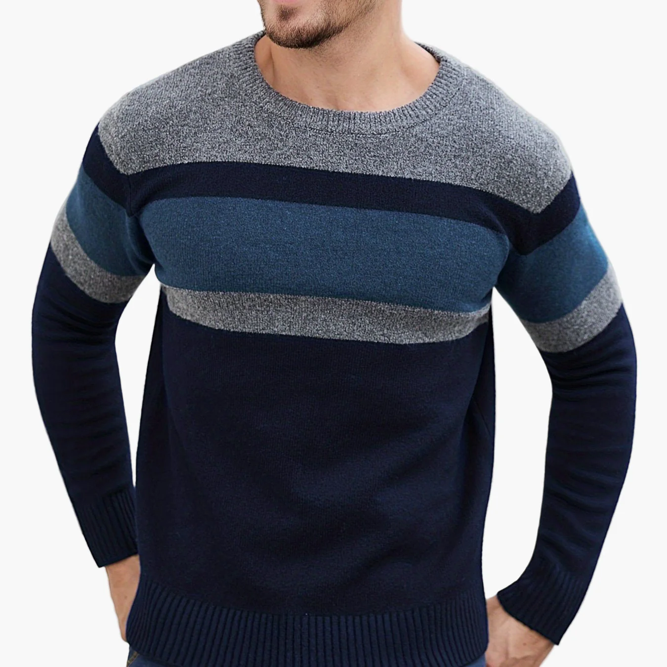 Herren Pullover mit Streifenmuster – Moderner Freizeit-Look für Herbst und Winter - Image 12