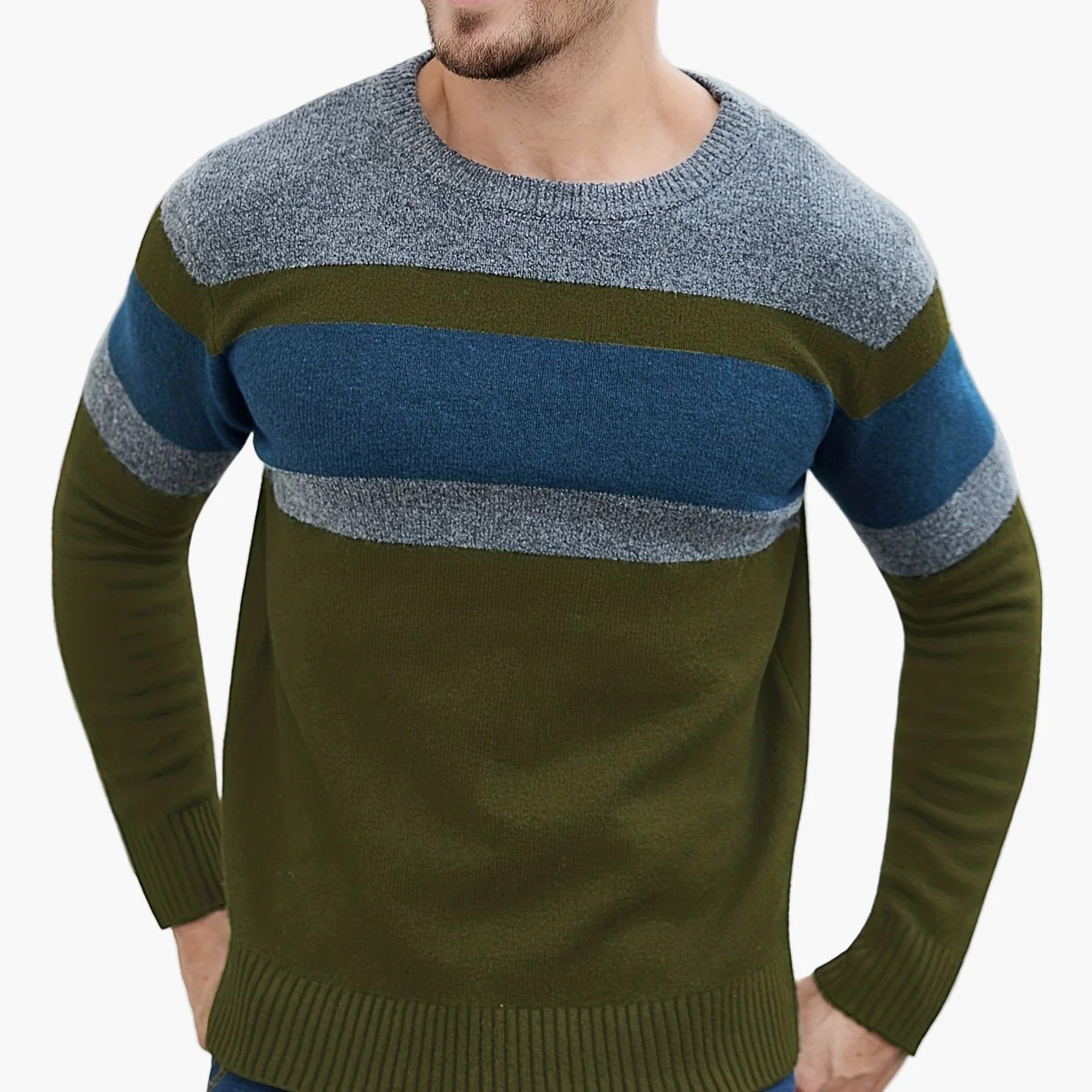 Herren Pullover mit Streifenmuster – Moderner Freizeit-Look für Herbst und Winter - Image 13
