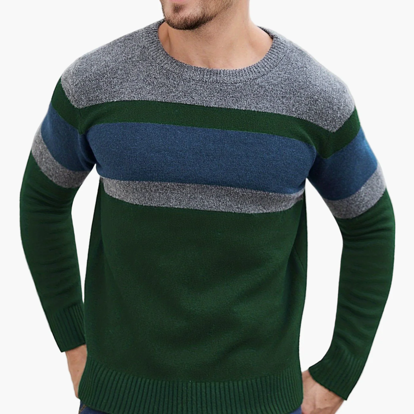 Herren Pullover mit Streifenmuster – Moderner Freizeit-Look für Herbst und Winter - Image 14