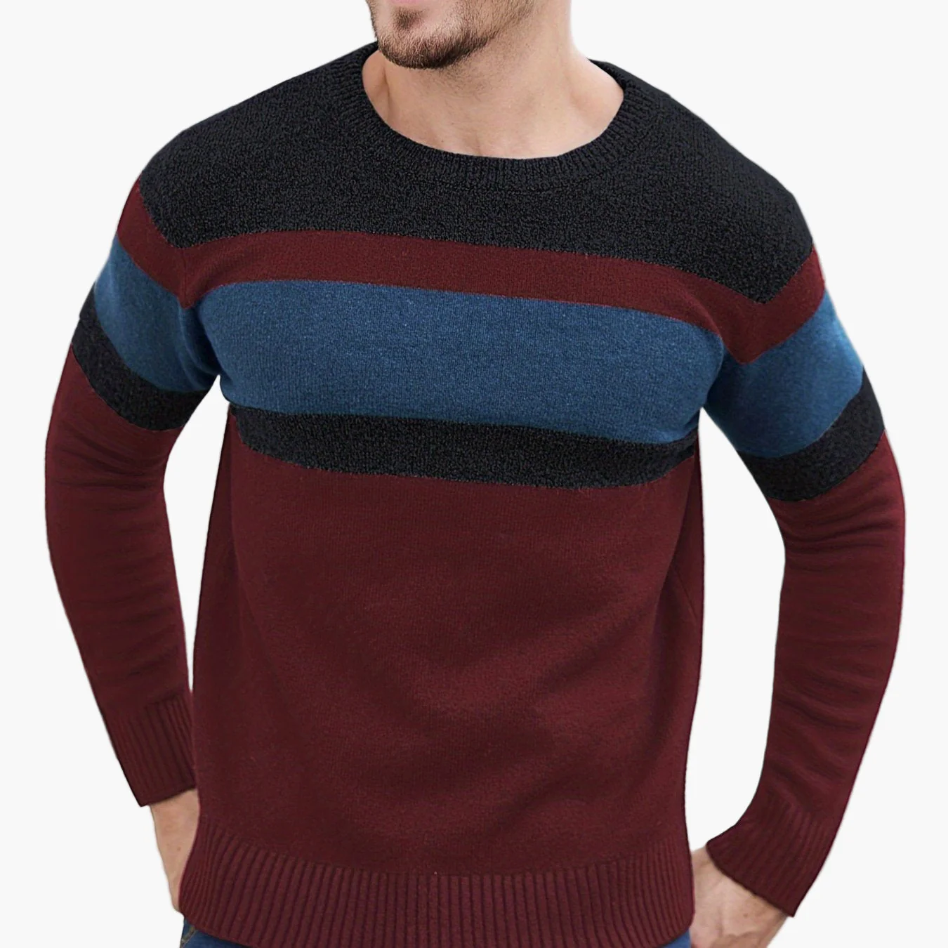Herren Pullover mit Streifenmuster – Moderner Freizeit-Look für Herbst und Winter - Image 15