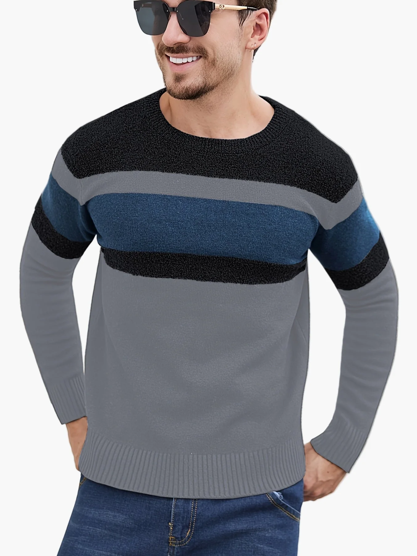 Herren Pullover mit Streifenmuster – Moderner Freizeit-Look für Herbst und Winter - Image 5
