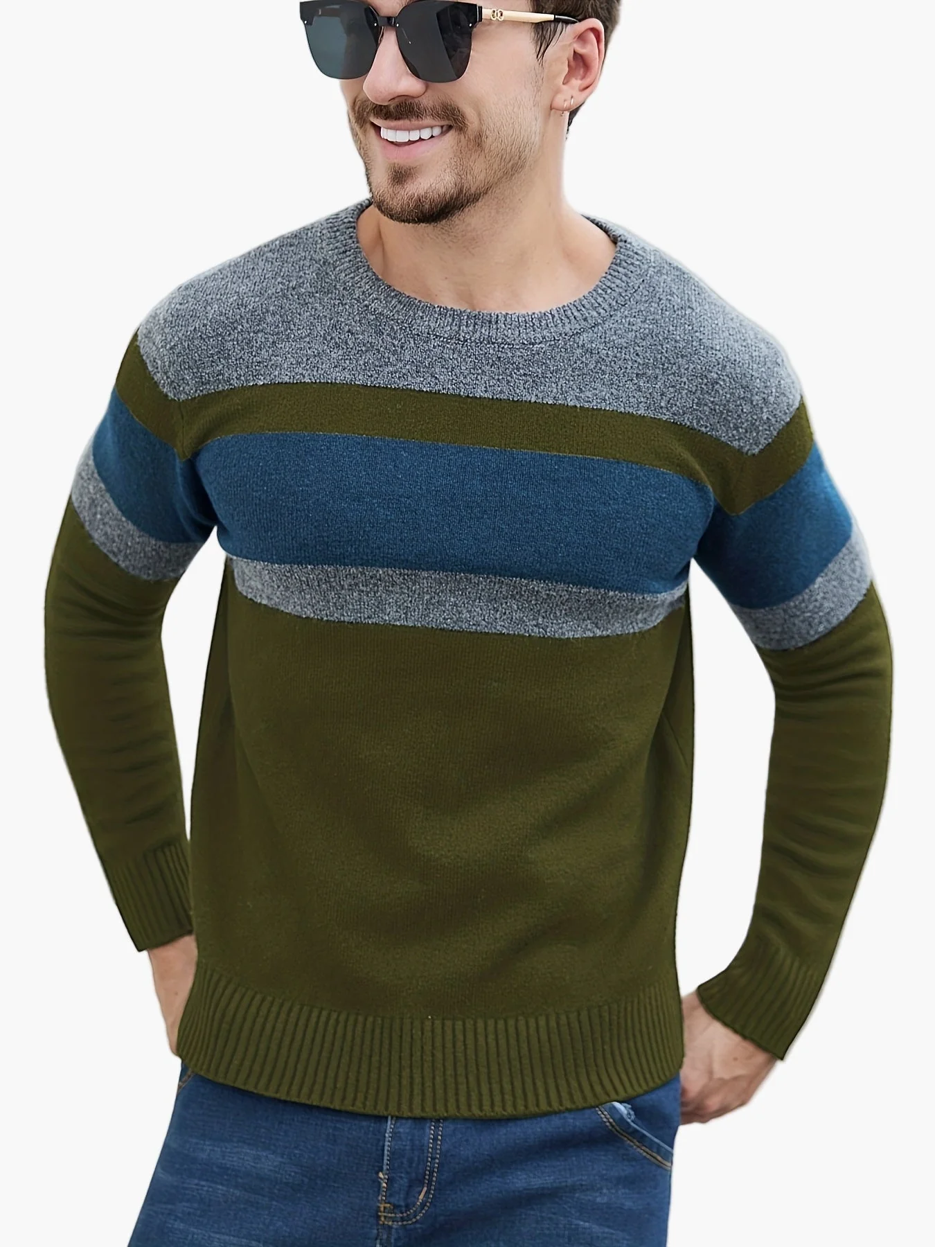 Herren Pullover mit Streifenmuster – Moderner Freizeit-Look für Herbst und Winter - Image 6