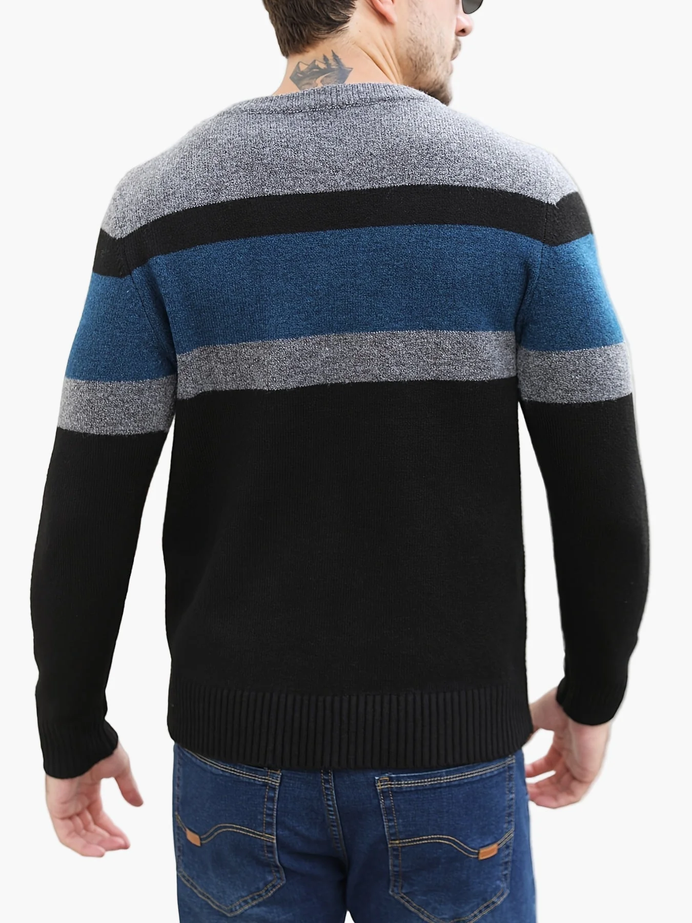 Herren Pullover mit Streifenmuster – Moderner Freizeit-Look für Herbst und Winter - Image 8