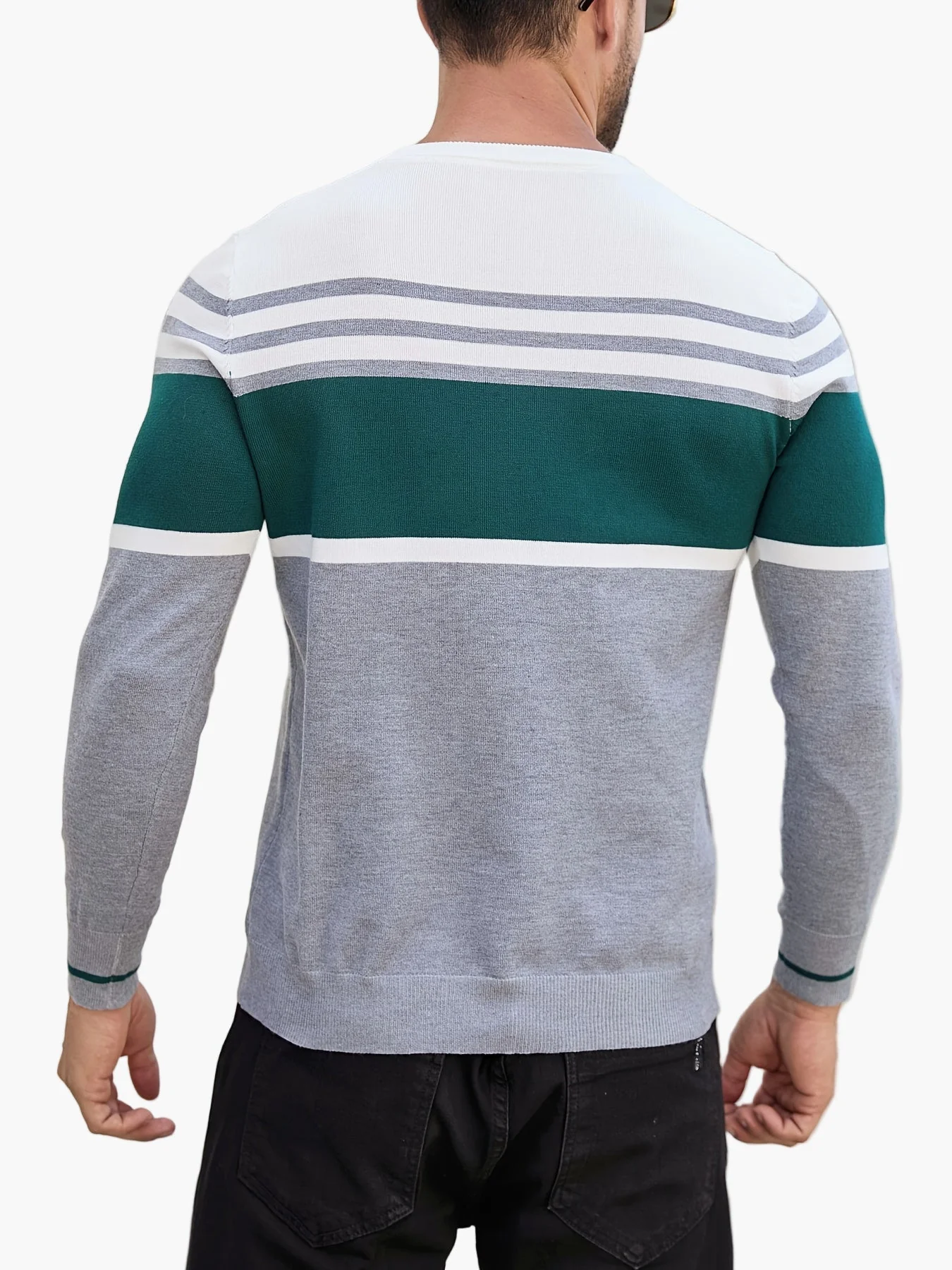 Herren Pullover mit Streifenmuster – Moderner Freizeitpullover für Alltag und Büro - Image 5