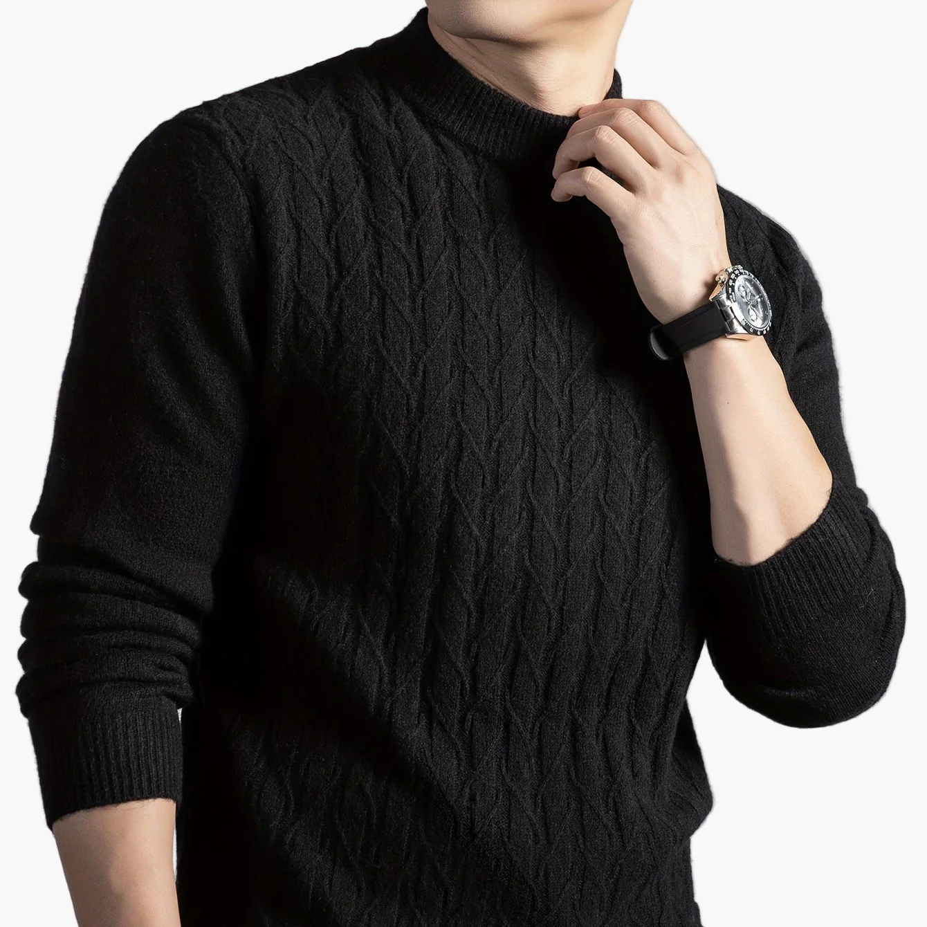 Herren Pullover mit Zopfmuster – Modernes, lässiges Strickdesign für Alltag und Büro