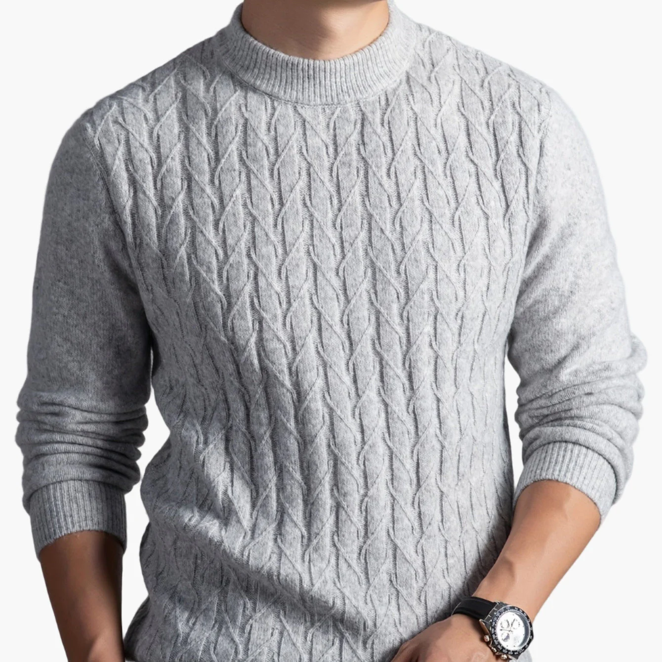 Herren Pullover mit Zopfmuster – Modernes, lässiges Strickdesign für Alltag und Büro - Image 6