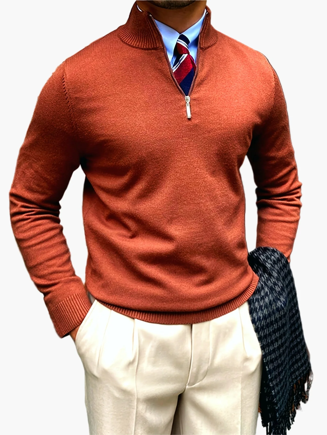Herren Pullover mit Stehkragen und Reißverschluss – Eleganter Business- und Freizeit-Look - Image 2