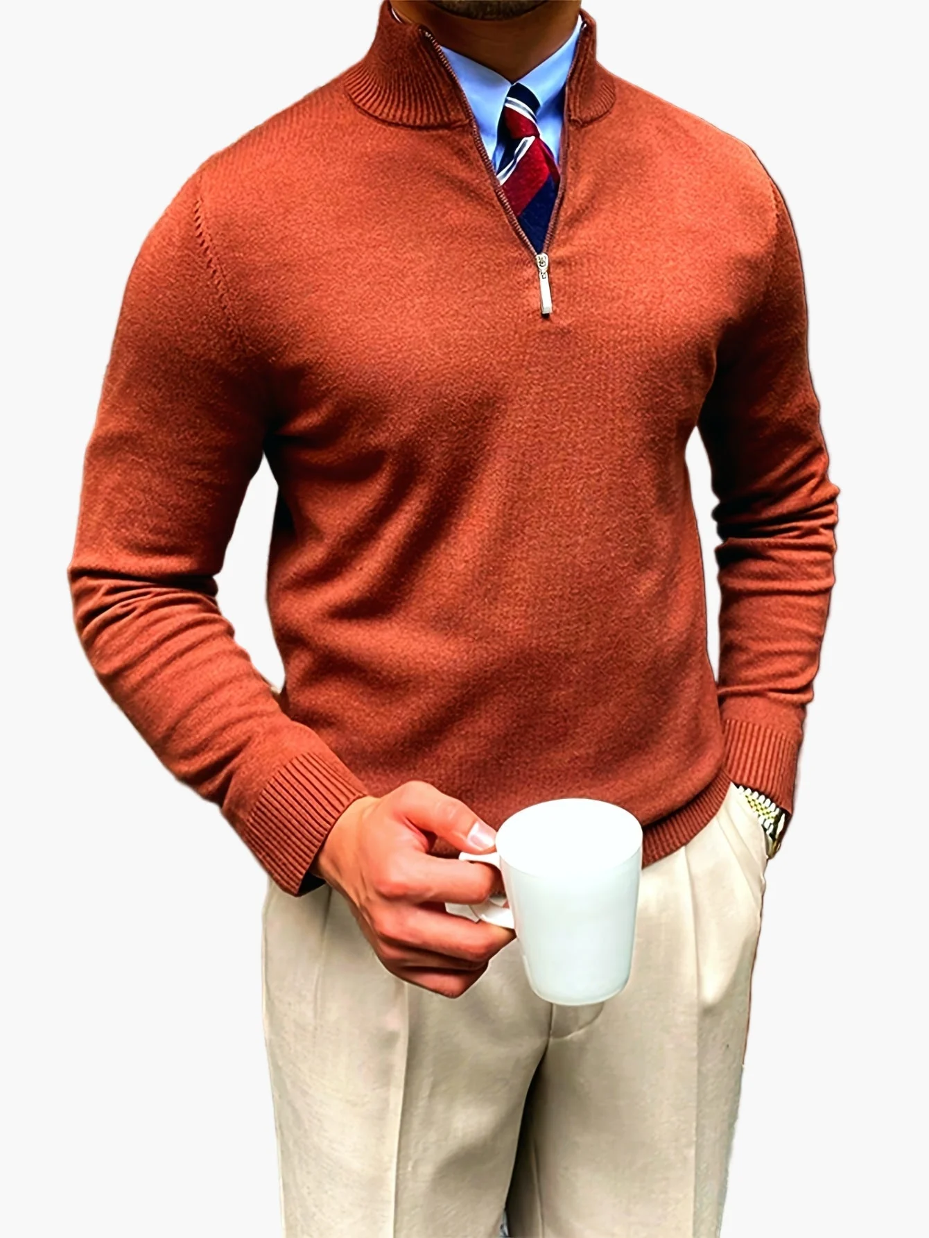 Herren Pullover mit Stehkragen und Reißverschluss – Eleganter Business- und Freizeit-Look - Image 7