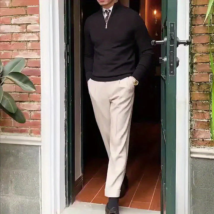 Herren Pullover mit Stehkragen und Reißverschluss – Eleganter Business- und Freizeit-Look - Image 9