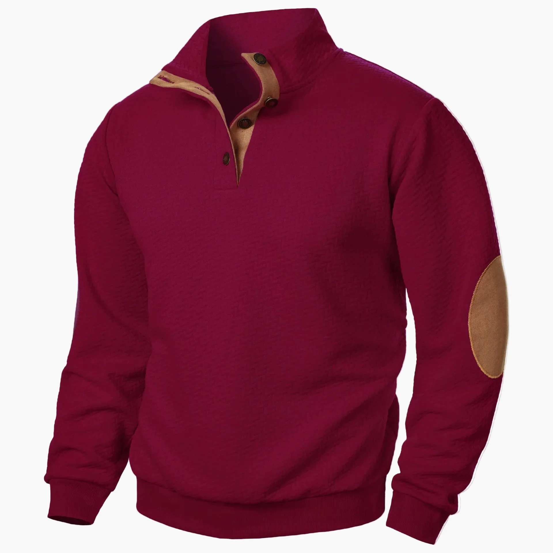 Herren Pullover im Vintage-Stil mit Stehkragen und Ellbogen-Patches – Modischer Freizeitpullover für Herbst und Winter - Image 3