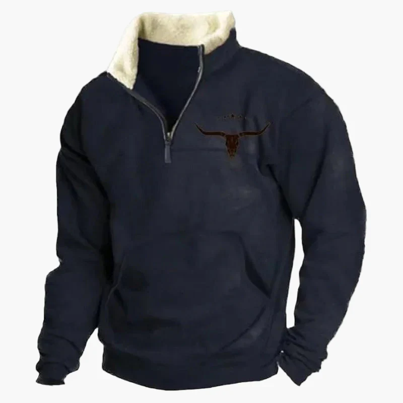 Herren Pullover im Western-Stil mit halbem Reißverschluss und Aztekenmuster – Perfekt für Outdoor und Freizeit - Image 13