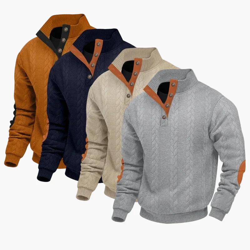 Herren Pullover mit Zopfmuster und Stehkragen – Modischer Freizeit-Strickpullover für Herbst und Winter - Image 7