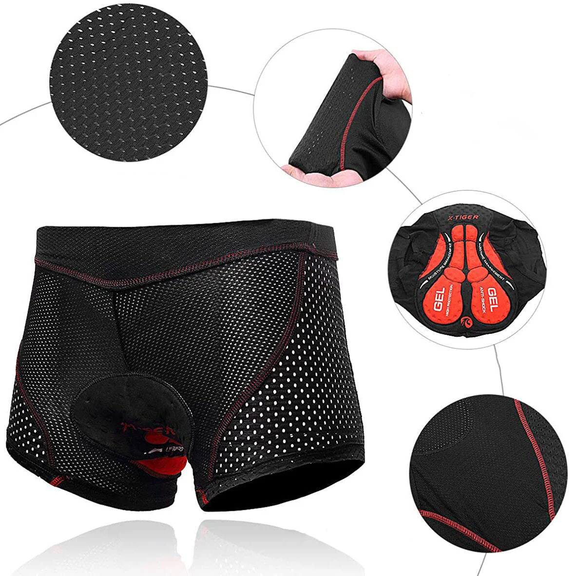 Herren Radunterhose mit 5D Gel-Polster – Atmungsaktive stoßdämpfende Fahrradhose für lange Radtouren und Mountainbike - Image 3