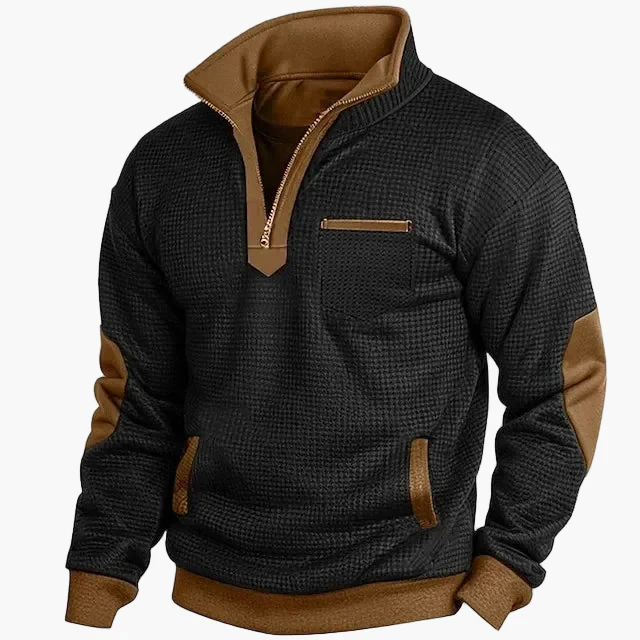 Herren Retro Sweatshirt mit Stehkragen – Stilvolles Langarm-Design für Freizeit und Alltag - Image 3
