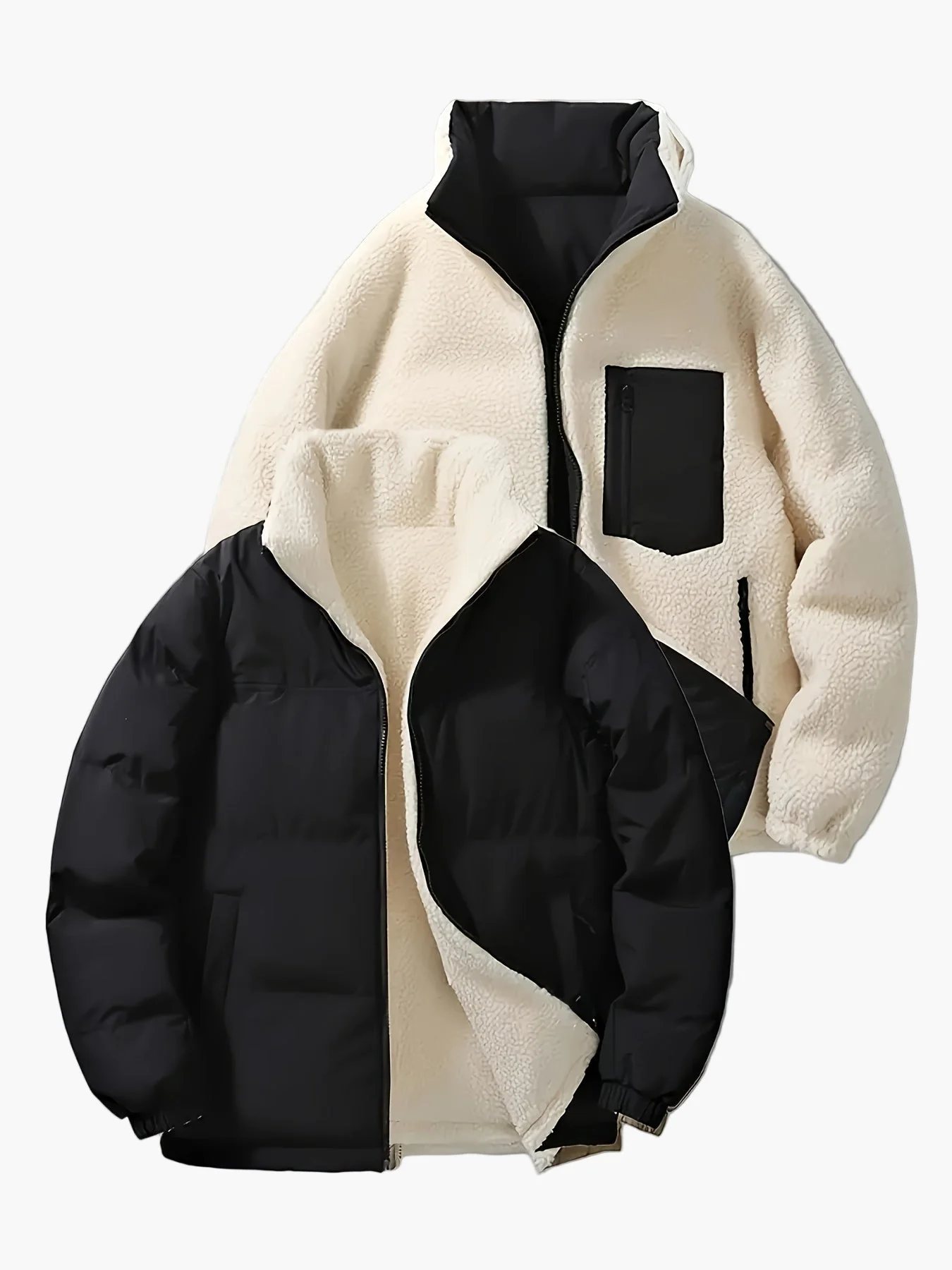 Herren Reversible Outdoorjacke mit Stehkragen für Freizeit und Winter