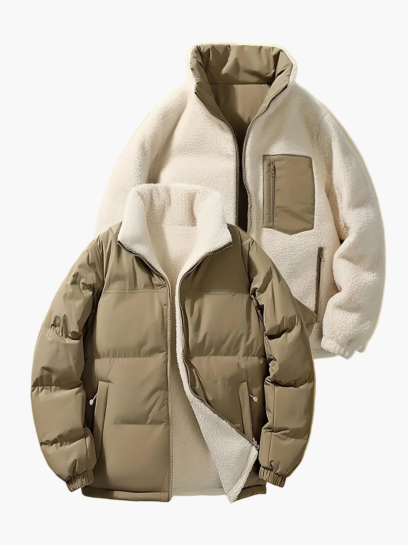 Herren Reversible Outdoorjacke mit Stehkragen für Freizeit und Winter - Image 2