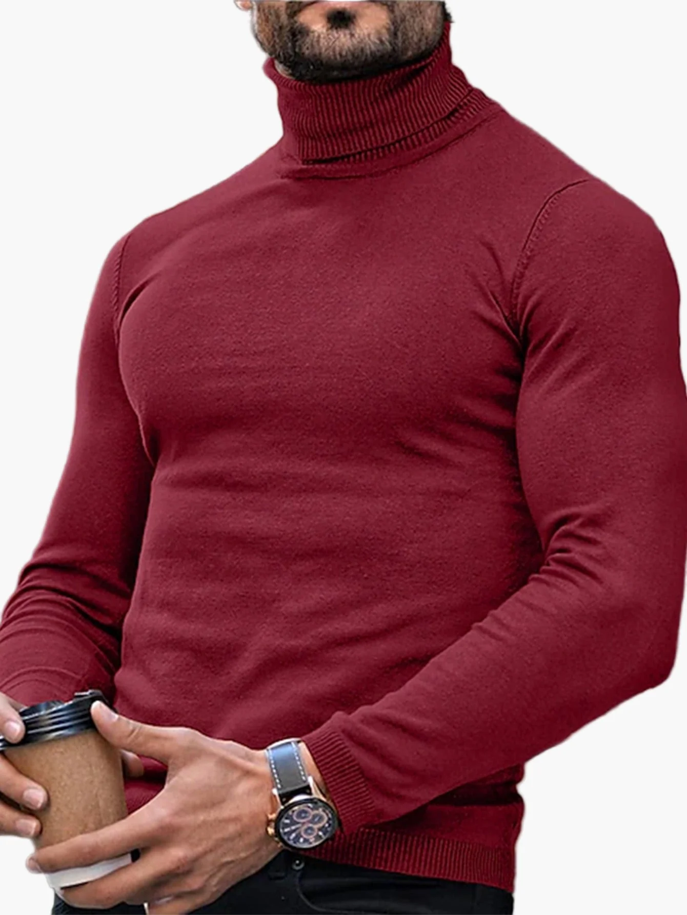 Herren Rollkragenpullover – Modischer, figurbetonter Strickpullover für Freizeit und Alltag - Image 2