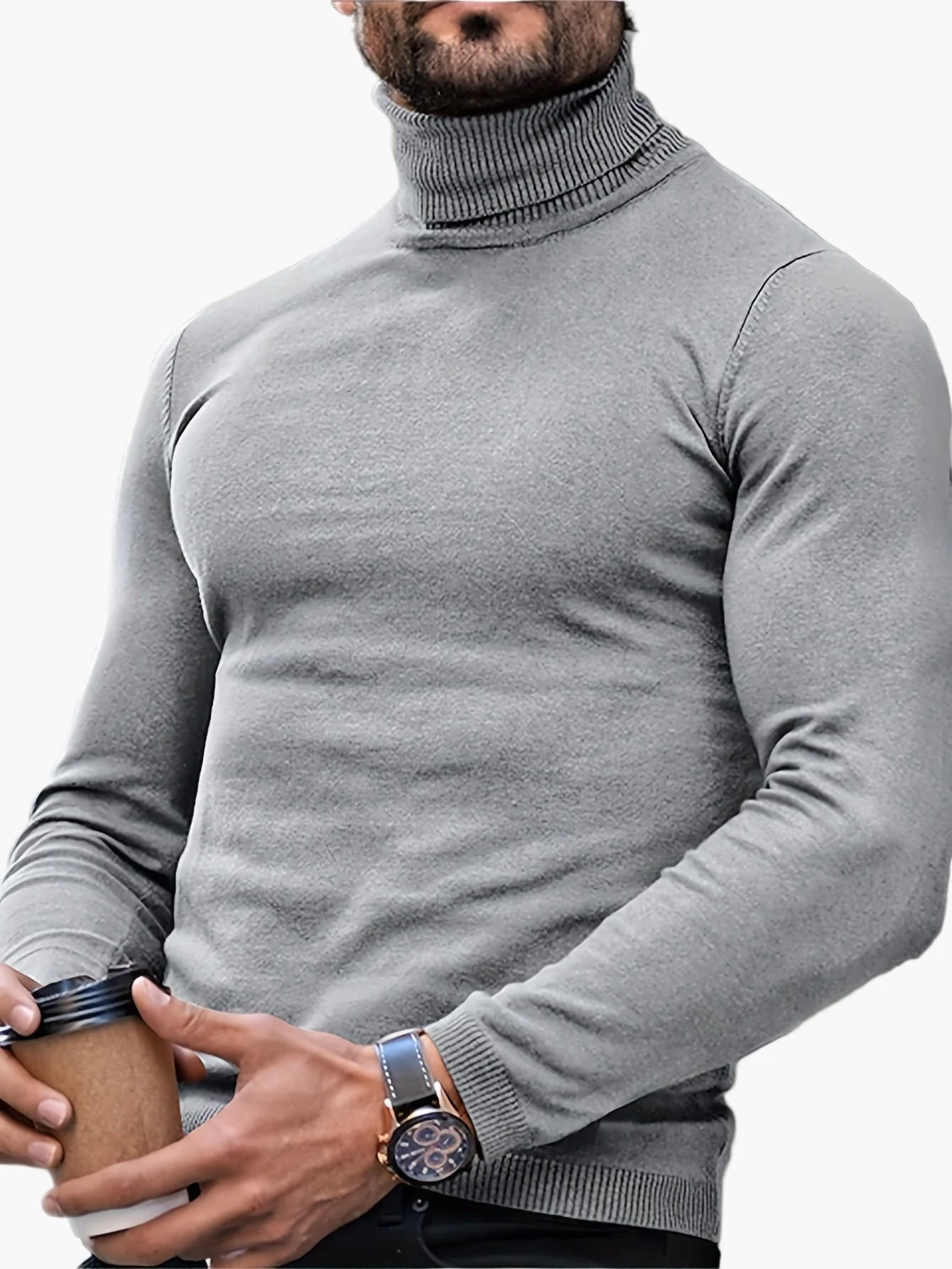 Herren Rollkragenpullover – Modischer, figurbetonter Strickpullover für Freizeit und Alltag - Image 3