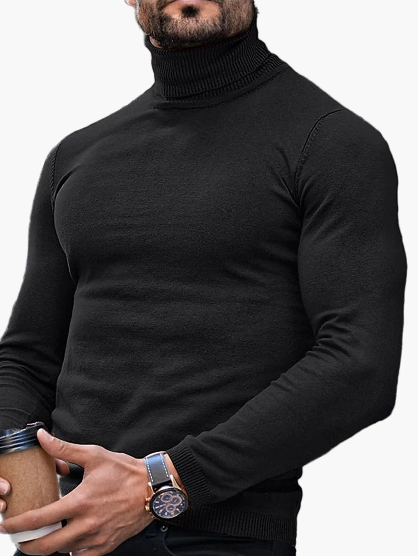 Herren Rollkragenpullover – Modischer, figurbetonter Strickpullover für Freizeit und Alltag - Image 4