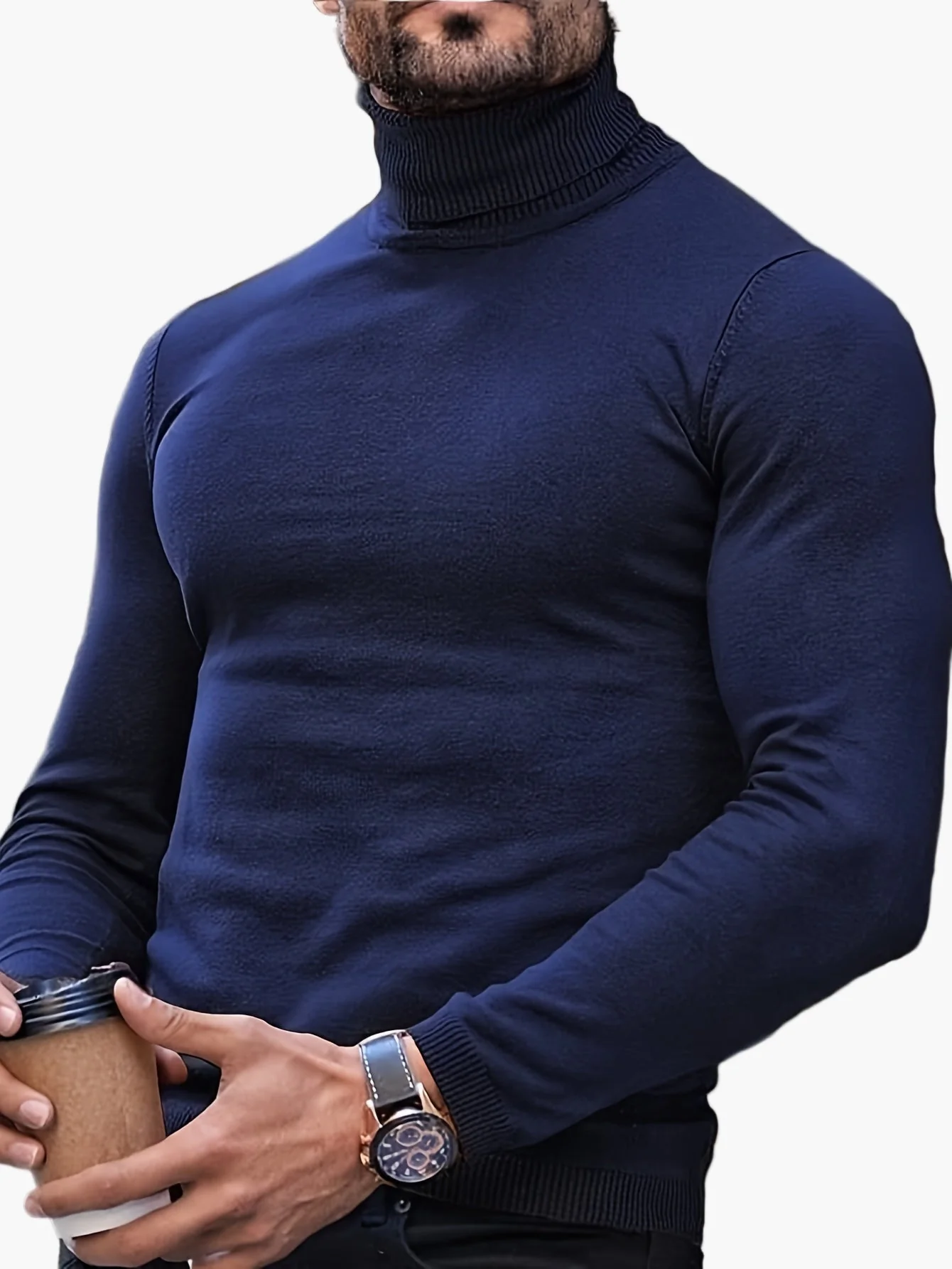 Herren Rollkragenpullover – Modischer, figurbetonter Strickpullover für Freizeit und Alltag - Image 5
