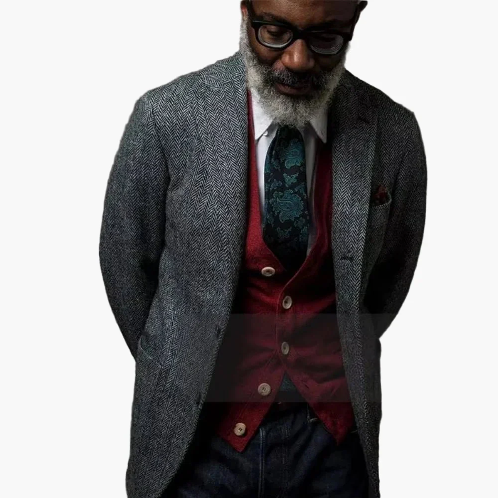 Herren Sakko im klassischen Herringbone-Stil – Eleganter Business- und Freizeit-Blazer - Image 2
