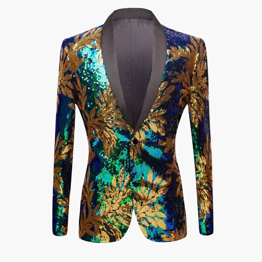 Herren Sakko mit Pailletten und Blumenmuster – Elegantes Party & Event-Jackett im extravaganten Design - Image 3