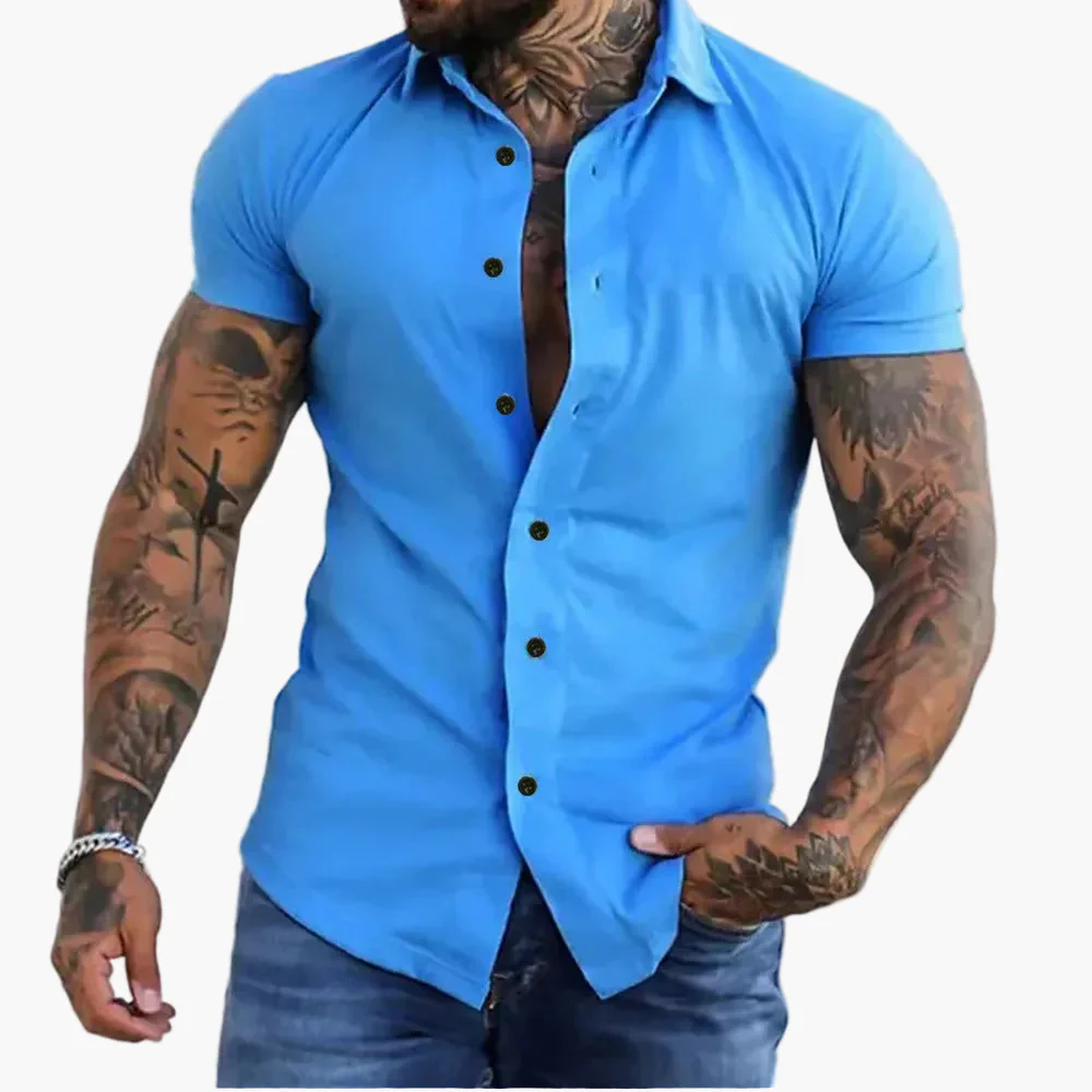 Herren Slim Fit Kurzarmhemd – Modernes Business & Freizeit Style - Image 9