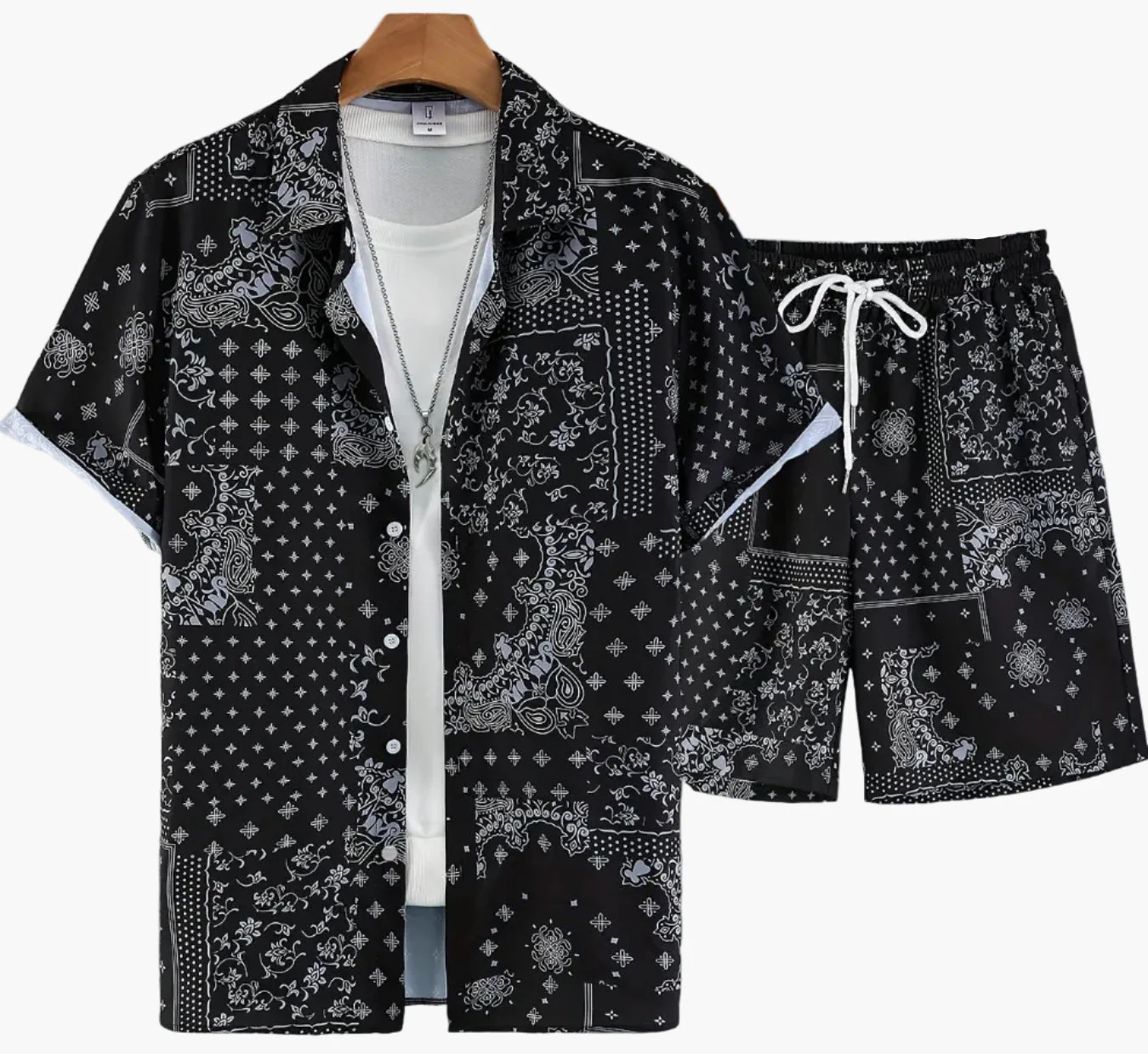 Herren Sommer Freizeit Set – Kurzarm Hemd und Shorts mit Paisley-Muster, Perfekt für Alltag & Urlaub - Image 5