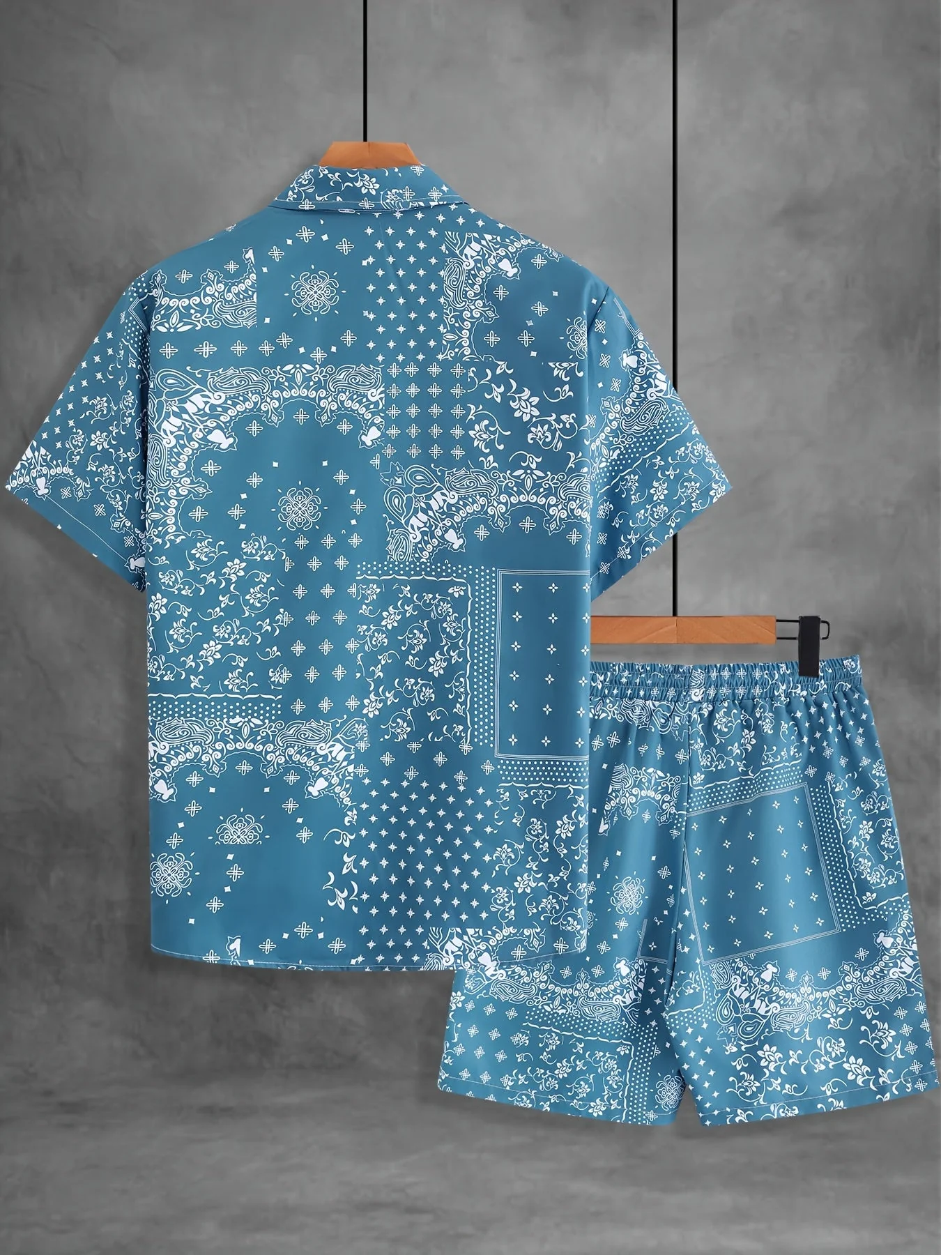 Herren Sommer Freizeit Set – Kurzarm Hemd und Shorts mit Paisley-Muster, Perfekt für Alltag & Urlaub - Image 8