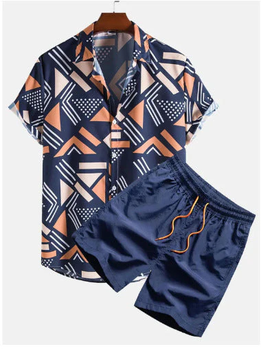 Herren Sommer Freizeit Zweiteiler mit Abstraktem Print – Modisches Kurzarmhemd & Shorts Set für Urlaub und Alltag - Image 10