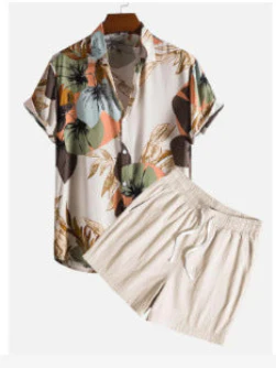 Herren Sommer Freizeit Zweiteiler mit Abstraktem Print – Modisches Kurzarmhemd & Shorts Set für Urlaub und Alltag - Image 7