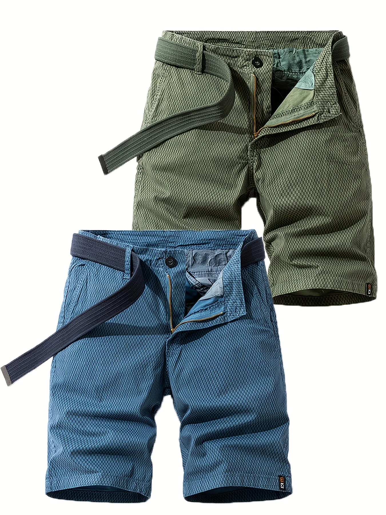 Herren Sommer Freizeitshorts mit Gürtel – Atmungsaktive Regular Fit Bermudashorts für Alltag und Outdoor