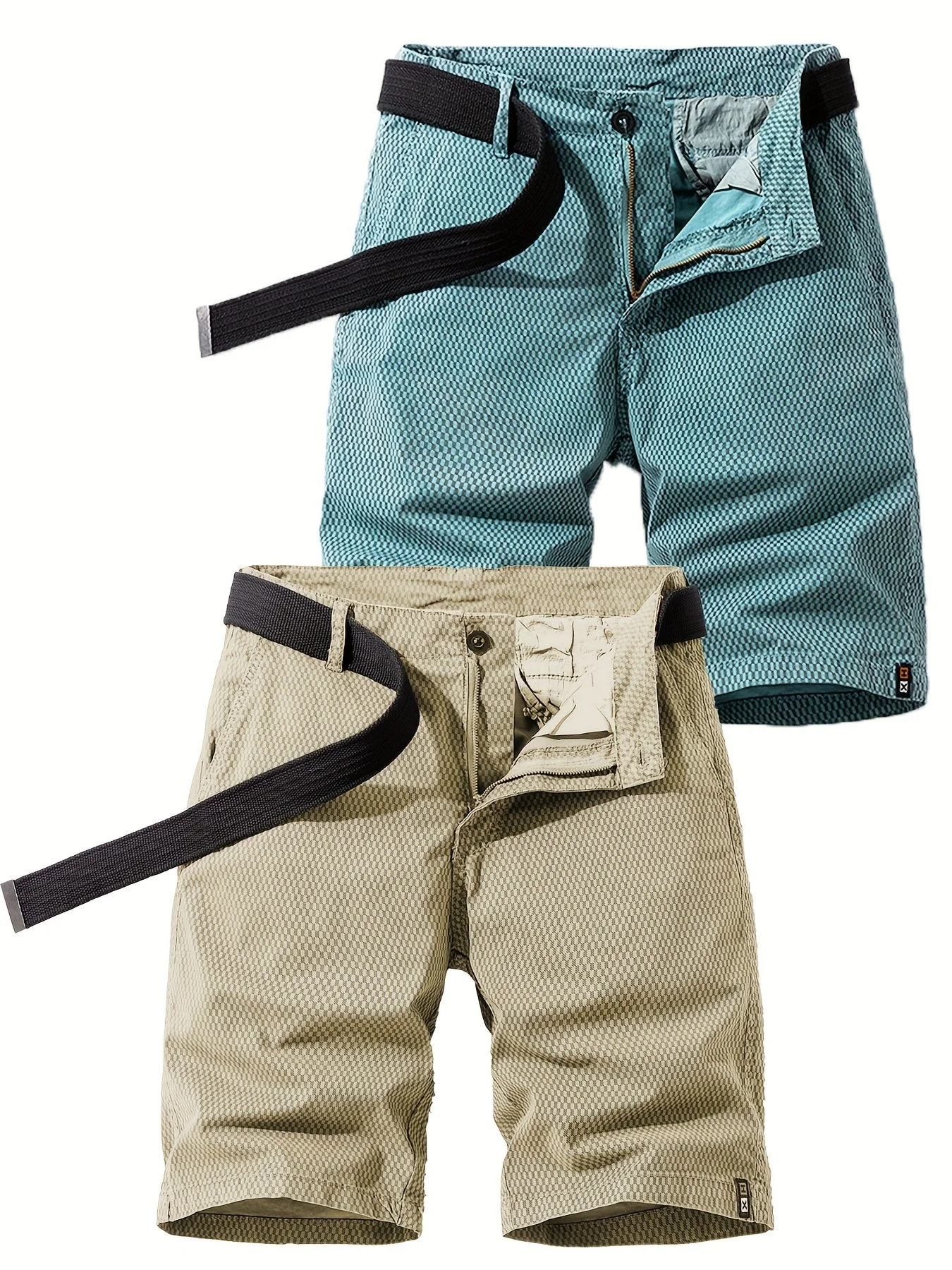 Herren Sommer Freizeitshorts mit Gürtel – Atmungsaktive Regular Fit Bermudashorts für Alltag und Outdoor - Image 2