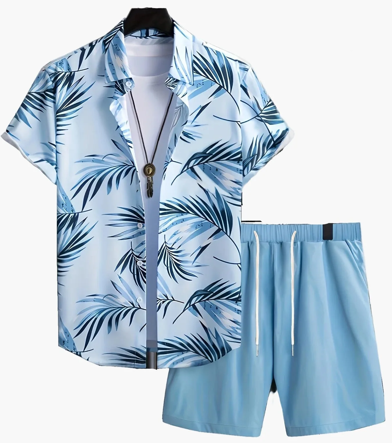 Herren Sommer Set – Kurzarm Hawaiihemd und Shorts, Freizeit Outfit für Urlaub & Alltag - Image 3