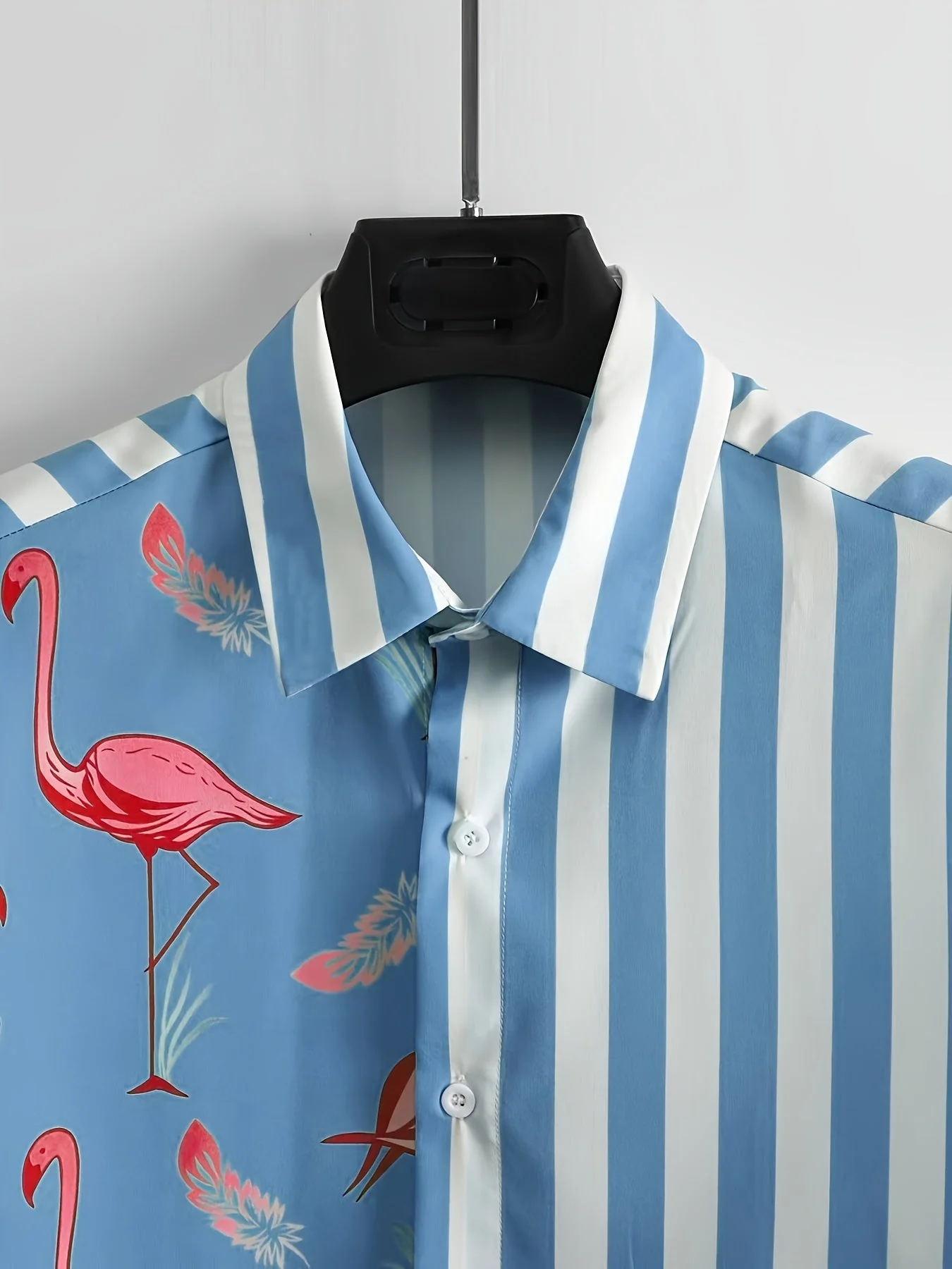 Herren Sommer Set Kurzarm Hemd und Shorts mit Flamingo-Print, Freizeit Outfit für Urlaub und Strand - Image 3